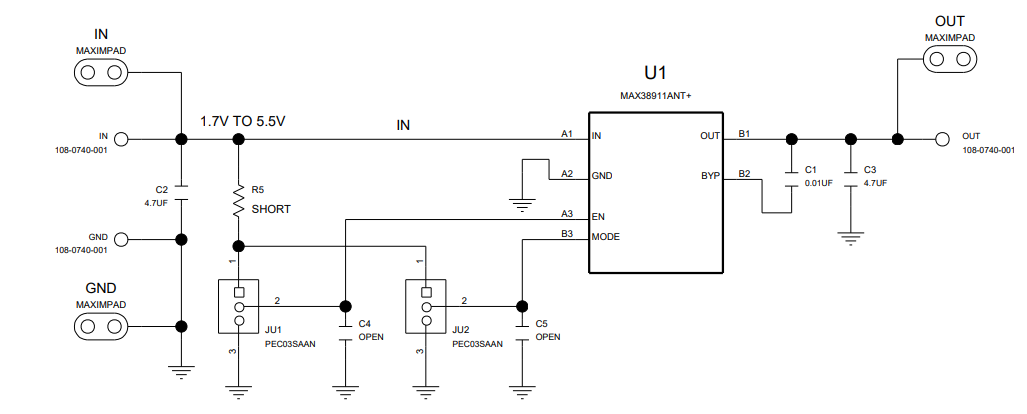 계통도 - Analog Devices / Maxim Integrated MAX38911 WLP 평가 키트